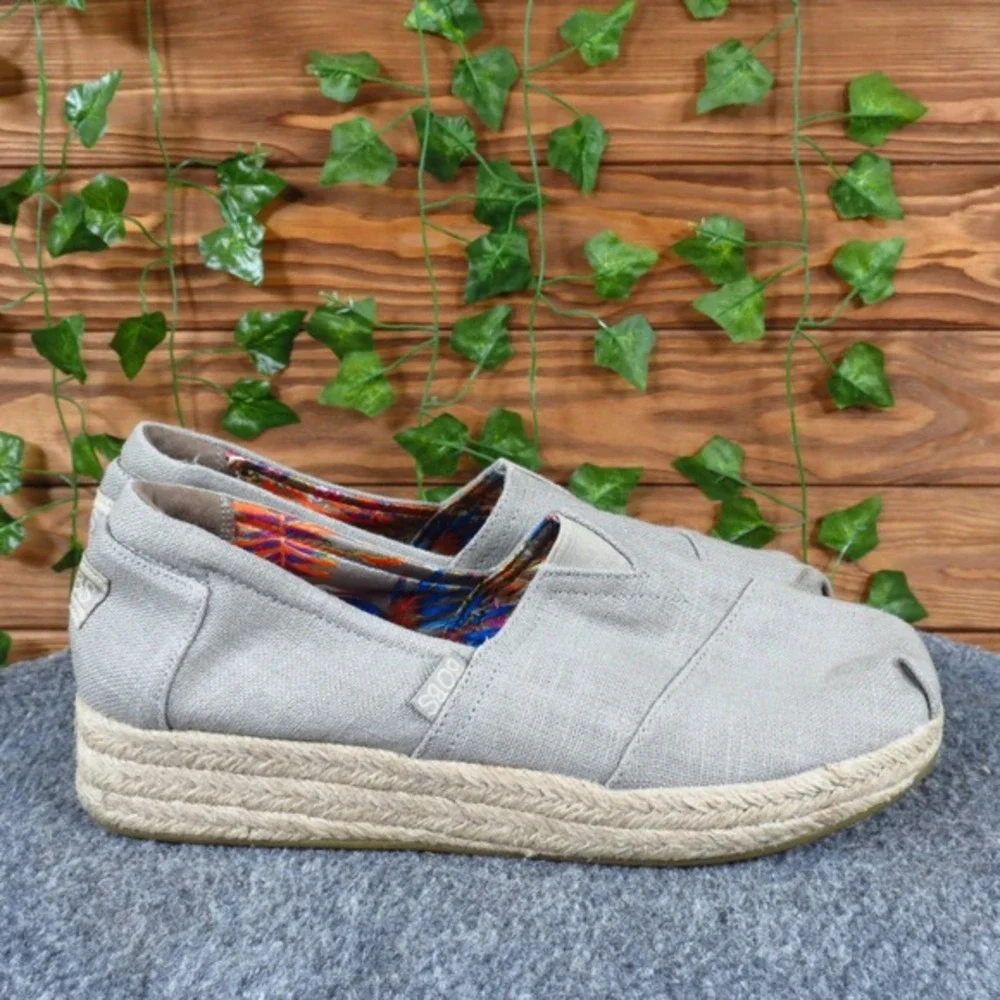 Skechers BOBS Highlights High Jinx Women's Espadrille Wedge Size 8.5 Gray Canvas